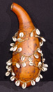 Kikuyu gourd rattle with cowrie shells